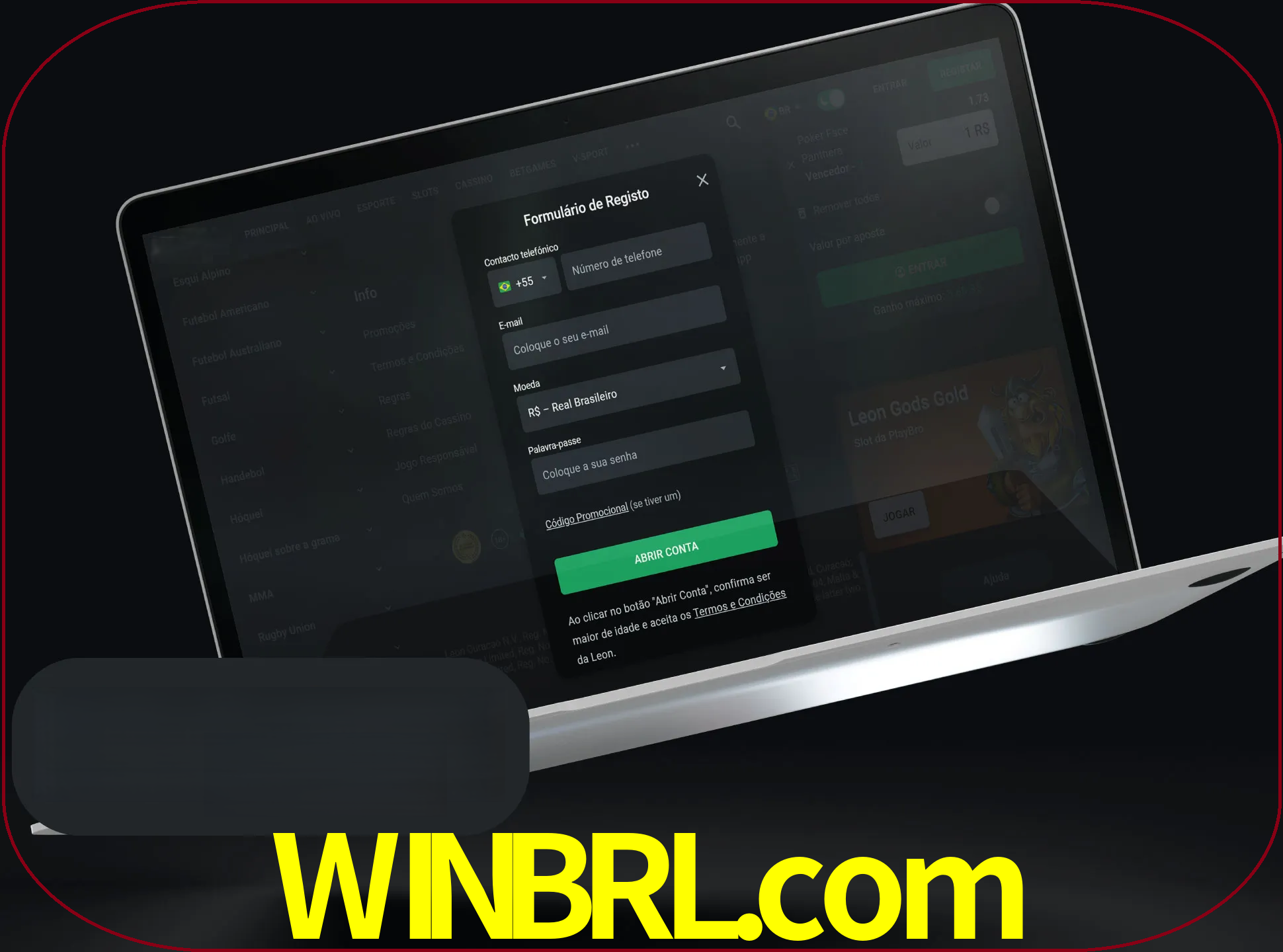 Abra o site da LeonBet e crie sua própria conta.