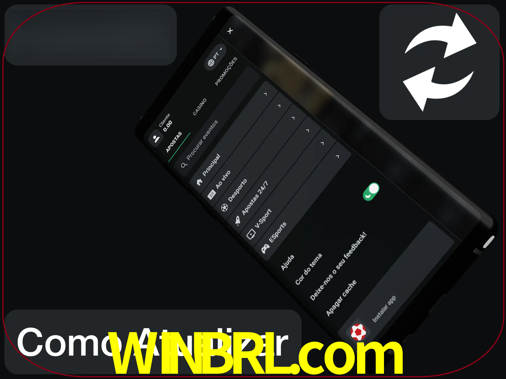 O aplicativo é atualizado automaticamente quando você faz o login.
