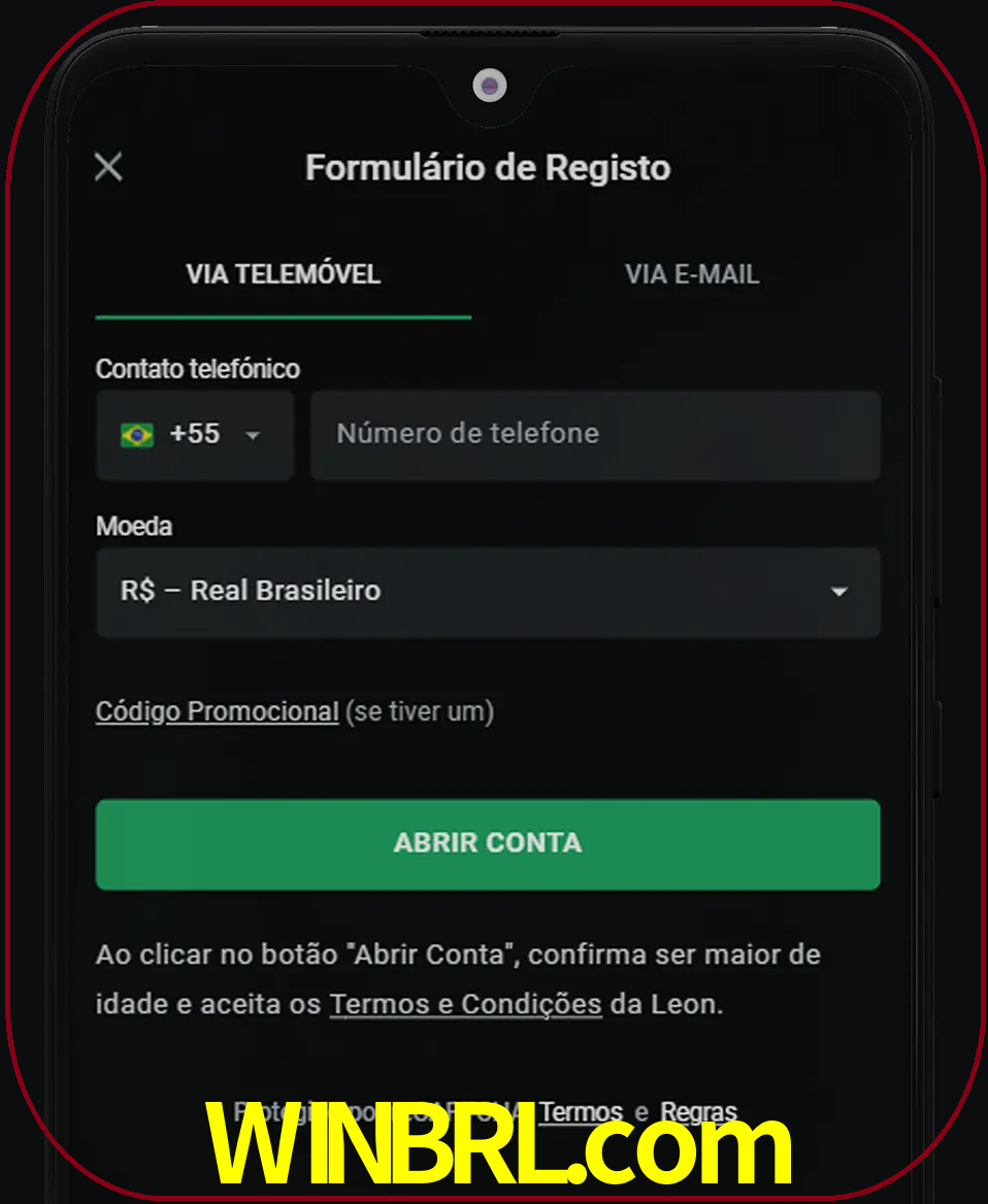 Abra o aplicativo e inicie o processo de registro.