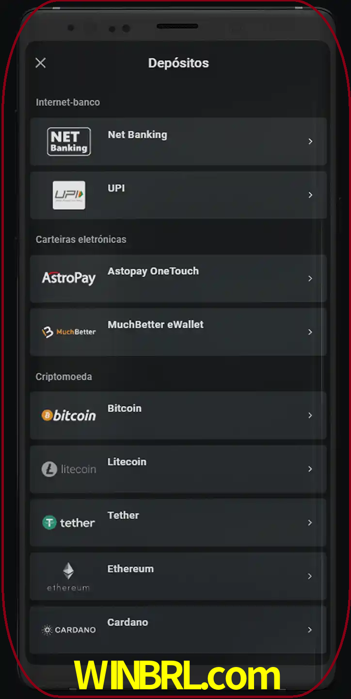 Você pode usar métodos alternativos de depósito.