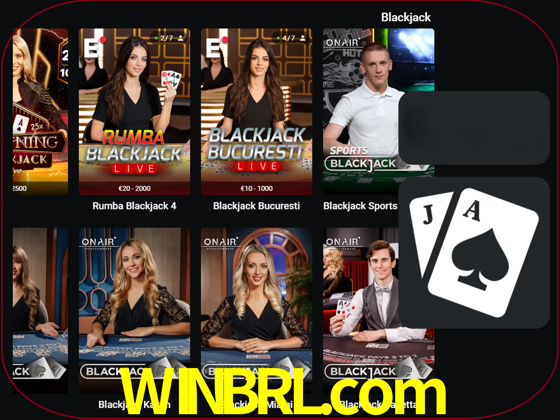 Escolha uma mesa completa de jogadores de blackjack.