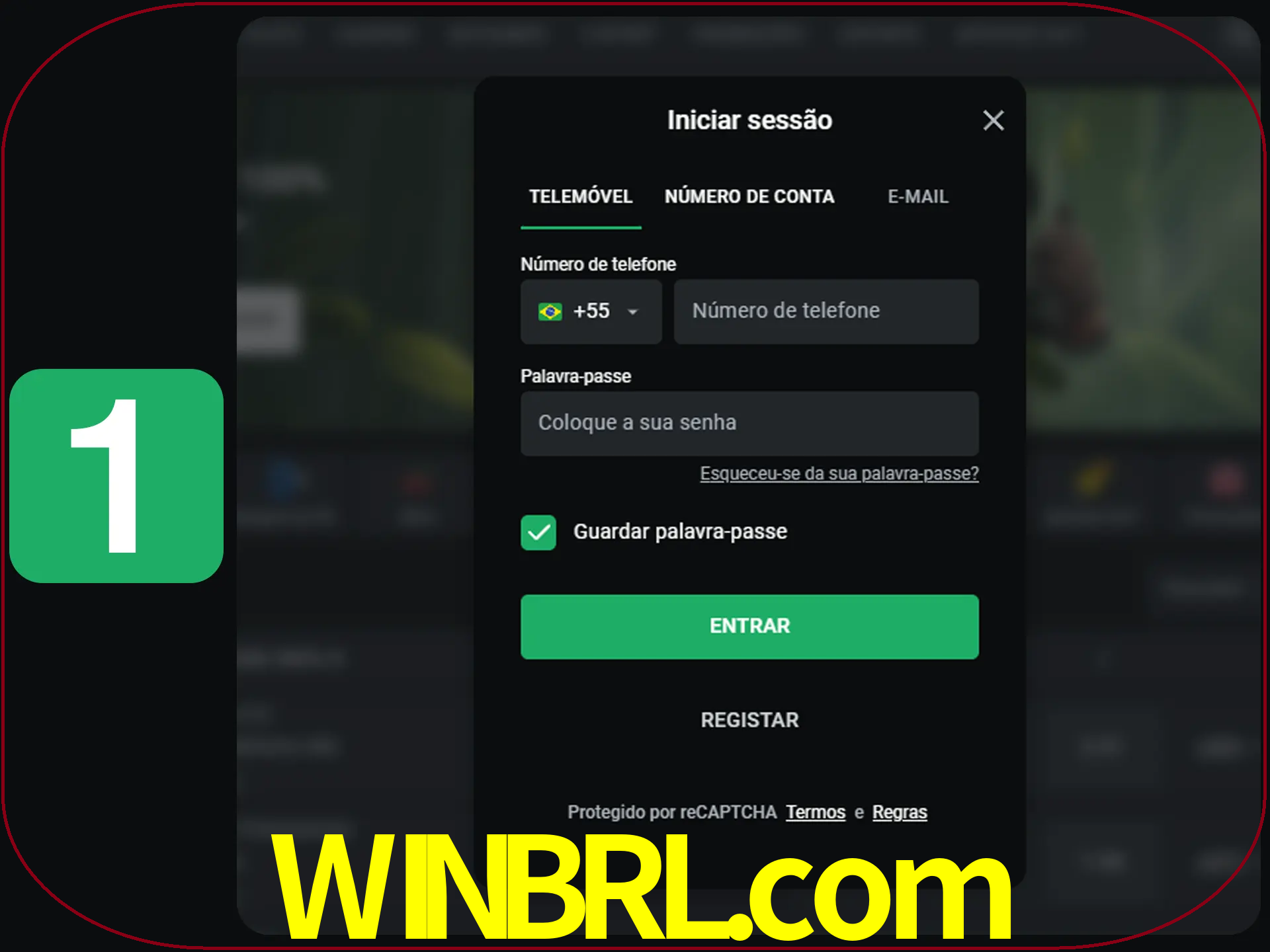 Clique no botão Entrar.